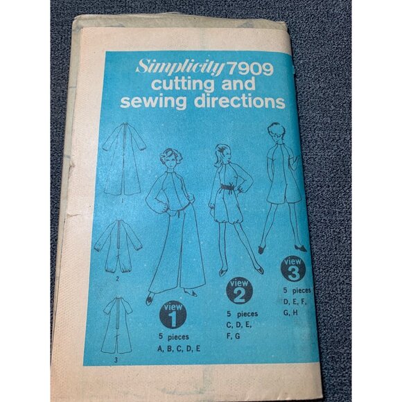 Simplicity 7909 Vintage Sewing Pattern Pantsuit & Dress Size 10 1970s - Picture 1 of 6